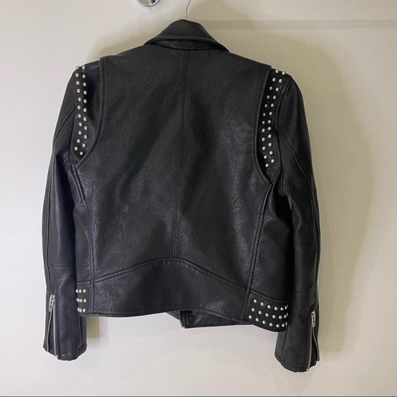 SOLD BlankNYC black faux leather biker jacket with silver studded detailing - Picture 6 of 10